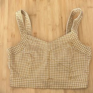 Madewell Checked Mustard Crop Tank Top